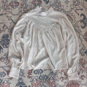 FRNCH Paris Mockneck Polka Dot Blouse - size Small